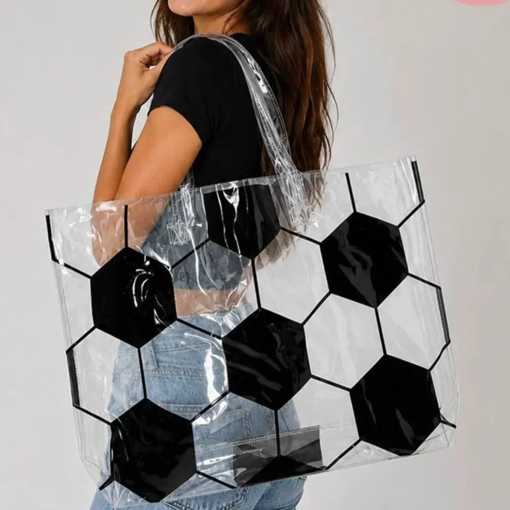 Transparent Clear Soccer Shoulder Tote Bag. NEW